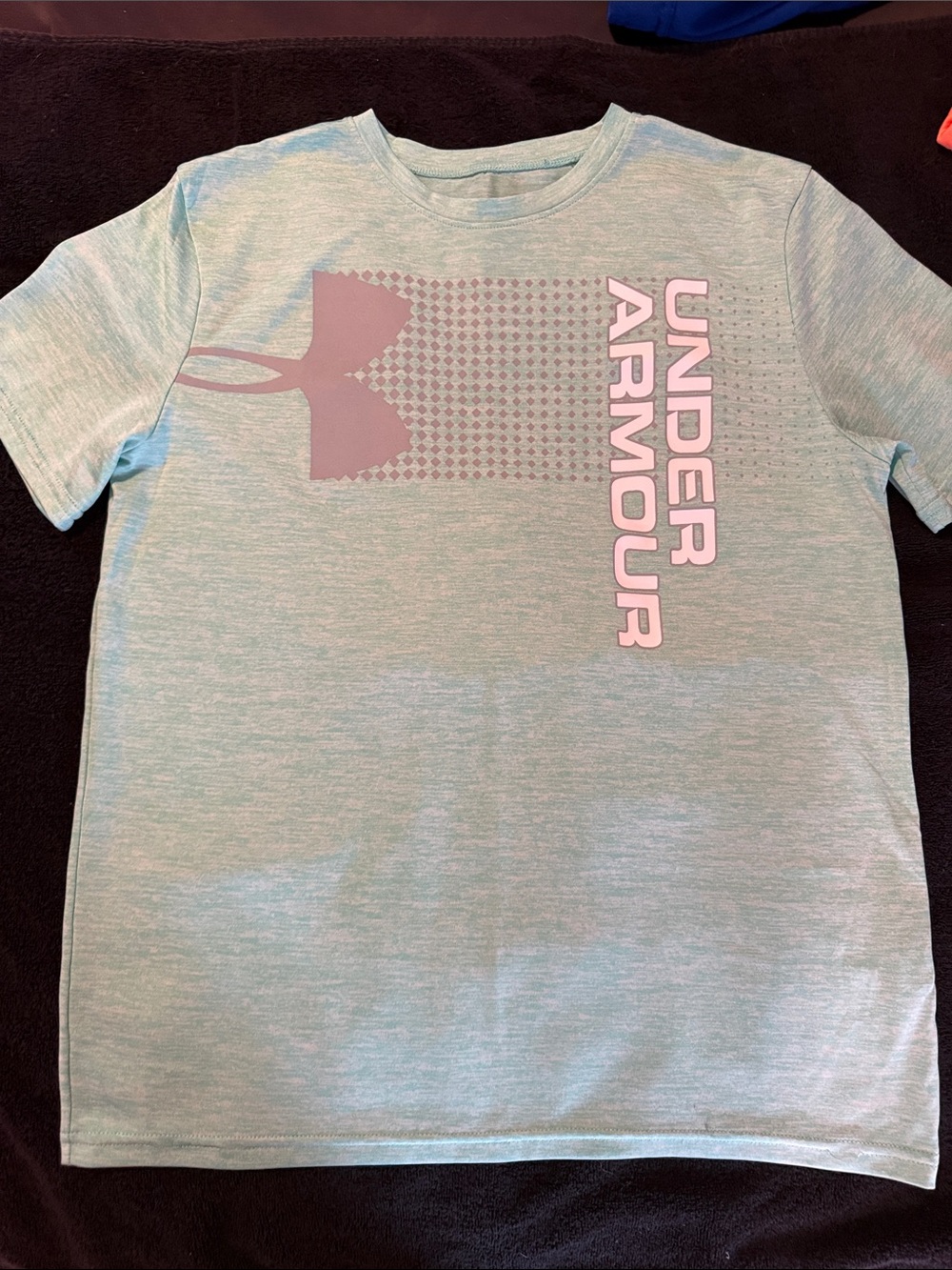 Under Armour Youth Heather Teal Tee with Pink Logo